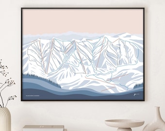 Vail Back Bowls, Colorado Ski Trail Map Art Print