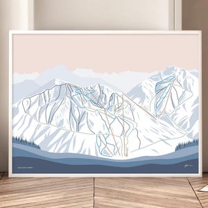 LAKE LOUISE, Alberta, Kanada. Kunstdruck der Bergskigebiets-Wanderkarte. Von Bridget Hall Design. Kostenloser Versand