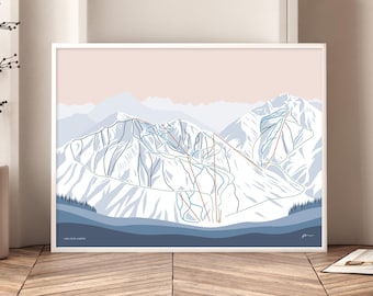 Lake Louise Ski Resort Trail Map Art Print - Alberta, Canada