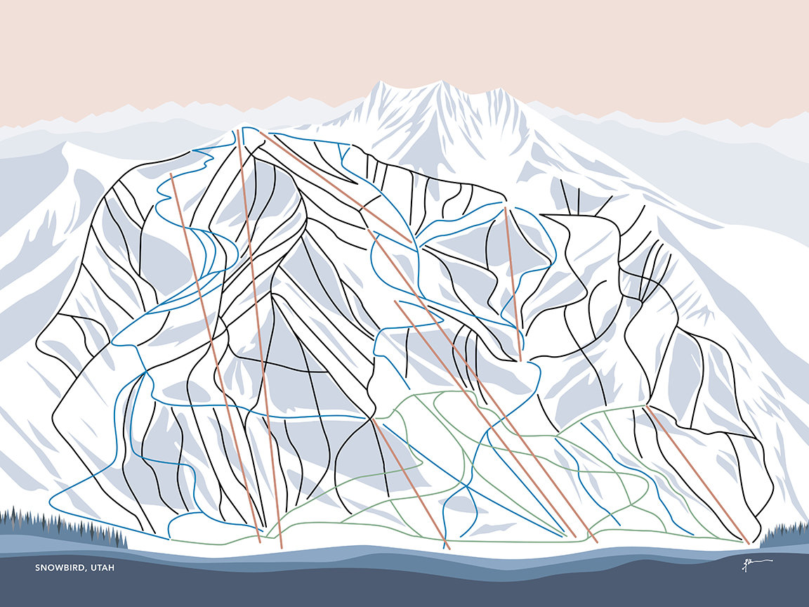 Snowbird Map.pdf Snowbird Utah Ski Trail Map Art Print - Etsy