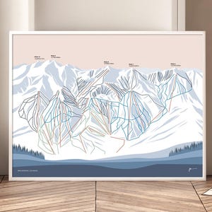 BRECKENRIDGE Colorado. Muurkunstposter met kaart van het skiresort in de bergen. Door Bridget Hall Design. Gratis verzending