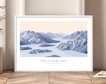Roy's Peak View, Lake Wānaka New Zealand Art Print with border