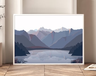 Lake Matheson Art Print: Aoraki Mt Cook Reflection, New Zealand