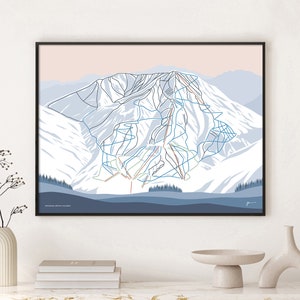 PANORAMA, C.-B., CANADA. Impression d'art mural moderne de carte de sentier de montagne. Par Bridget Hall Design. Livraison gratuite