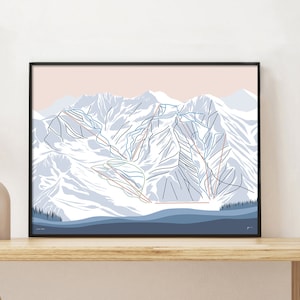 ALTA, UTAH. Mountain Ski Trail-kaart kunst aan de muur. Door Bridget Hall Design. Gratis verzending