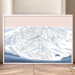 Bateau à vapeur, Colorado. Affiche imprimée d'art mural de carte de piste de ski de montagne. Par Bridget Hall Design. Livraison gratuite