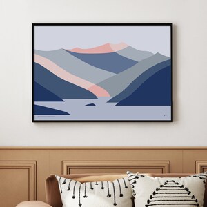 Treble Cone Ski Area viewed from Dublin Bay, Lake Wanaka, New Zealand Modern Abstract Mountain Art Print, Landscape Wall Art. FREE SHIPPING image 5