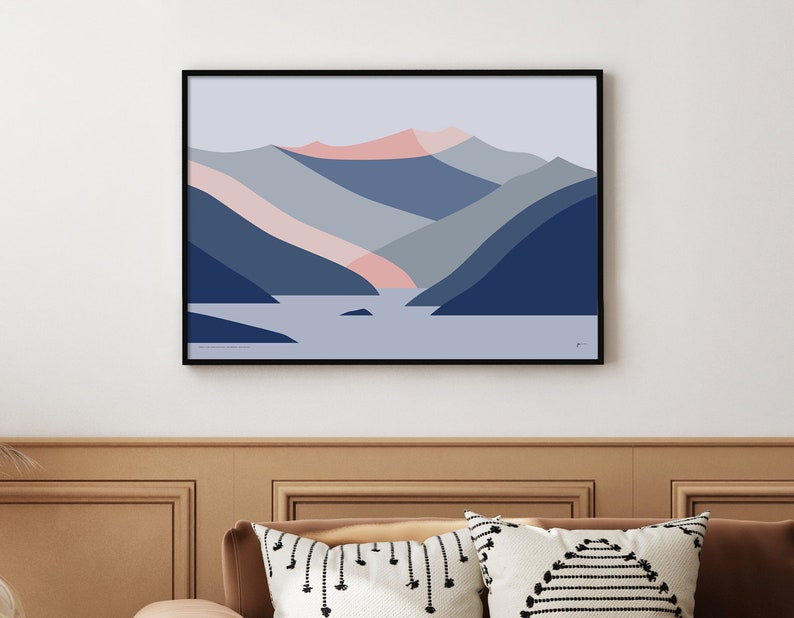 Treble Cone Ski Area viewed from Dublin Bay, Lake Wanaka, New Zealand Modern Abstract Mountain Art Print, Landscape Wall Art. FREE SHIPPING image 5