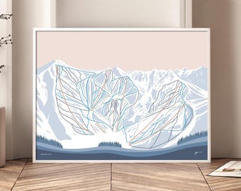 BRIGHTON, Utah. Modern Mountain Trail Map Wall Art. By Bridget Hall Design. Free Shipping