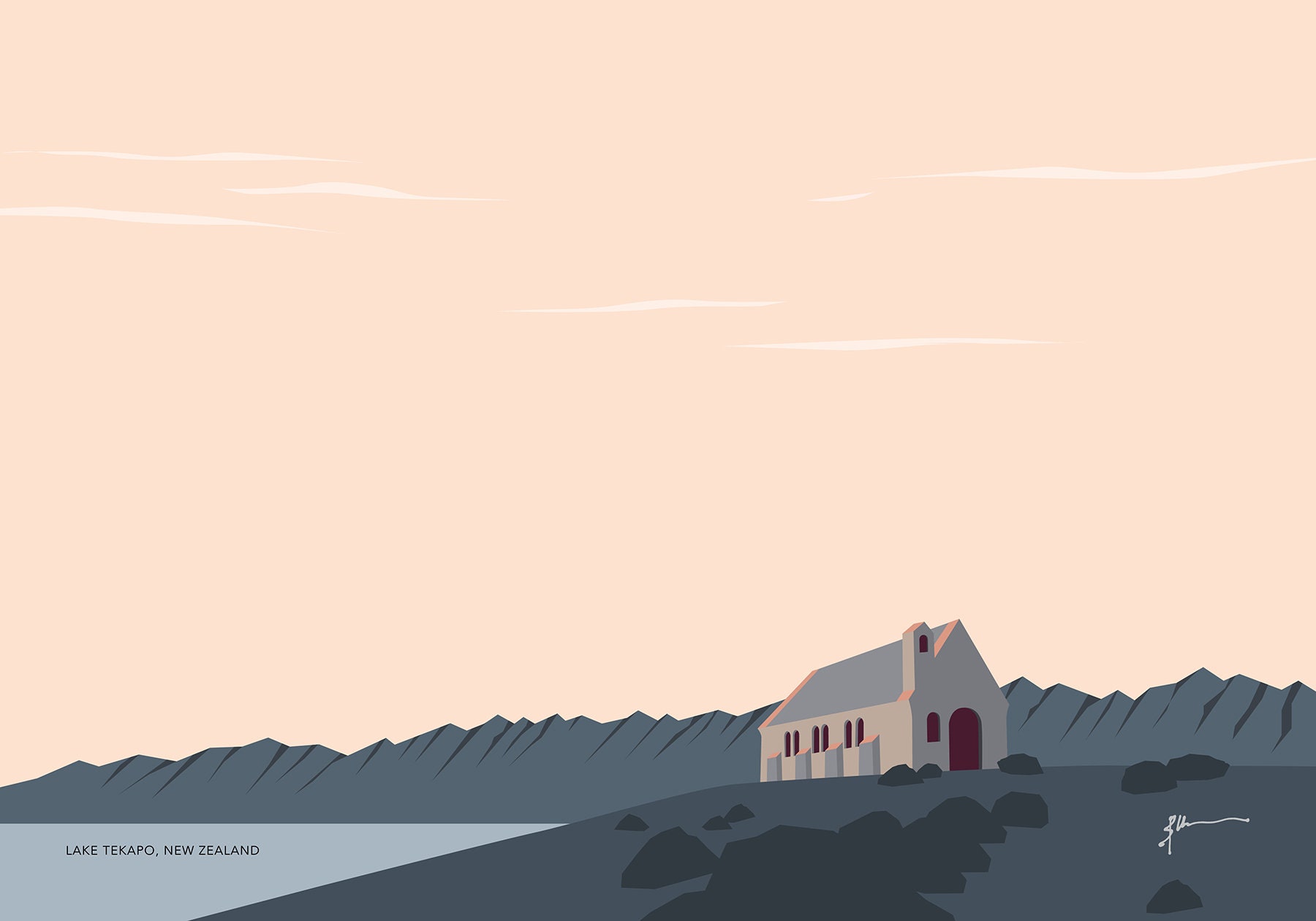 Quadro Su Tela "Chiesa Del Buon Pastore In Nuova Zelanda" - Stampa D'Arte 80x40 Cm, Poster Murale Per Soggiorno E Camera Da Letto