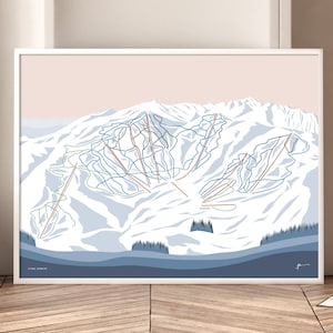 STOWE, VERMONT. Modern Mountain Trail Map Wall Art. By Bridget Hall Design. Free Shipping