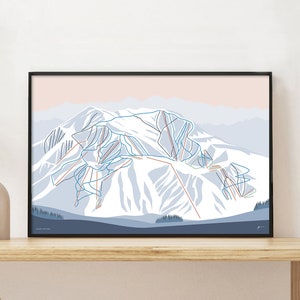 CÉLESTE, Lake Tahoe. Impression d'art mural carte des pistes de ski de montagne. Par Bridget Hall Design. Livraison gratuite