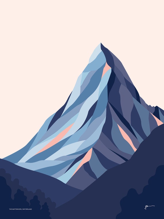 マッターホルン山のアートプリント：スイスの現代風景 - Etsy 日本