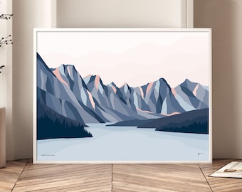 Moraine Lake, Banff, Canada Modern Landscape Art Print. Bridget Hall Design