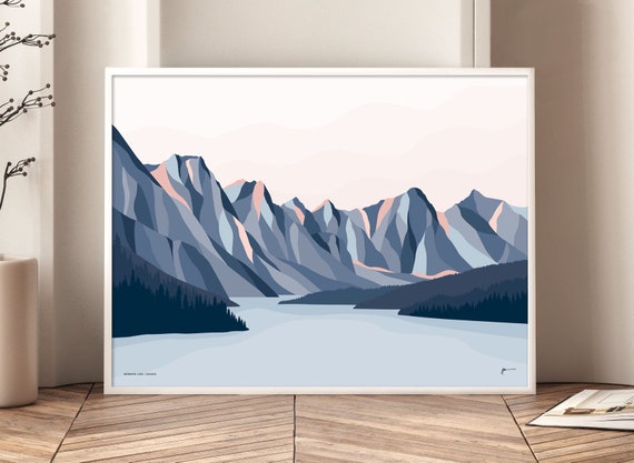 Moraine Lake, Banff, Canada Modern Landscape Art Print. Bridget Hall Design