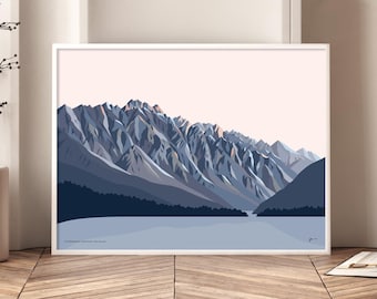 Remarkables Mountains Twilight Art Print: Queenstown, New Zealand