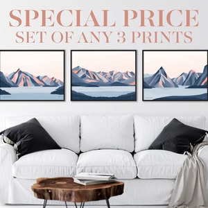 Mountain Art Prints Set of 3: Modern Home Decor