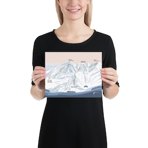 DEER VALLEY, UTAH. Moderne muurkunst bergpadkaart. Door Bridget Hall Design. Gratis verzending