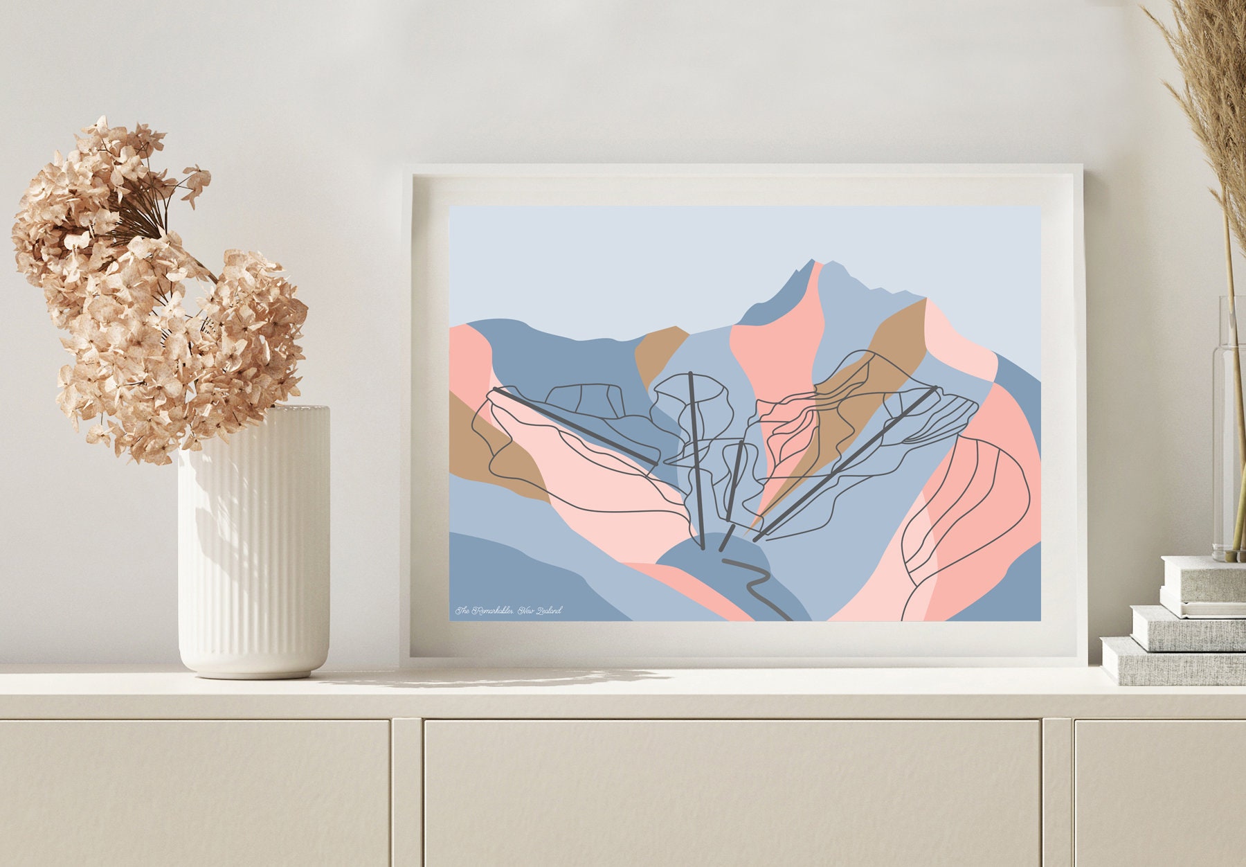 The Remarkables Trail Map Remarkables Ski Resort Trail Map. Modern Art Print. The | Etsy Uk