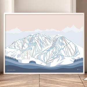 GRAND TARGHEE, WYOMING. Impression artistique de carte des sentiers de la station de ski de montagne. Par Bridget Hall Design. Livraison gratuite