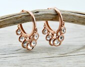 Small Cubic Zirconia Disc Charms, Minimal Huggie Hoops Earrings, Shakira Style, Huggie Earrings