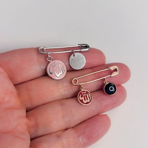 Allah Charm Baby Pin: Sterling Silver Evil Eye Protector