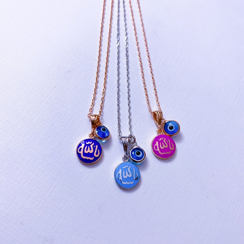 Allah Arabi Gods Name Islamique Charm Tinny Enamel Allah Pendant Necklace Enamel Chair Necklace Muslim Gift Islamic Jewelry