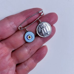 Nazar Evil Eye Baby Pin: Sterling Silver Prayer Charm