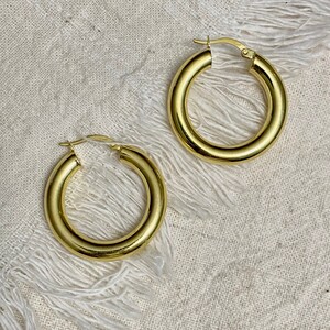 Chunky Hoop Earrings, 18k Gold Plated Hoops, Bold Earrings, Thick Statement Earrings, Medium Hoop Earrings, Vintage Hoops, Gift For Her