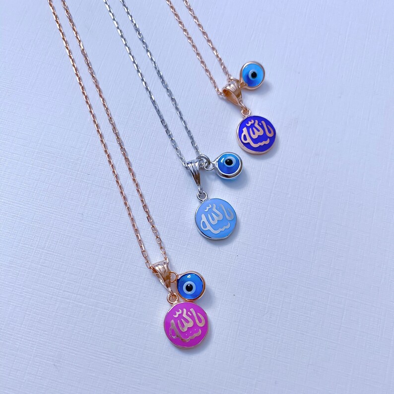 Allah Arabi Gods Name Islamique Charm Tinny Enamel Allah Pendant Necklace Enamel Chair Necklace Muslim Gift Islamic Jewelry