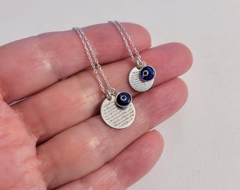 Ayat al Kursi Evil Eye Necklace: Sterling Silver Quran Verse Charm