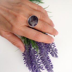 Sapphire Natural Stone, Hammered Band, Bezel Setting,  Statement Ring, Freeform Flat Passion Ring, Sterling Silver, OOAK Ring