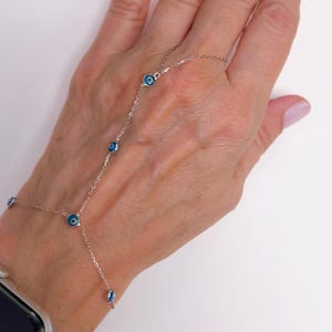 Pulsera de esclava Evileye, pulsera de cadena de plata, pulsera de amuleto Sahmeran, joyería de cadena de mano de plata de ley 925