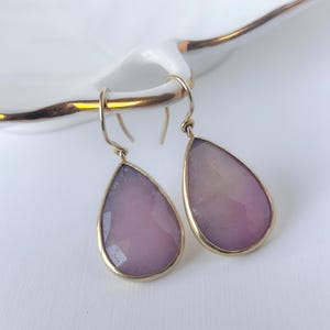 Pink Sapphire Earrings in 925 Sterling Silver over Gold Plated