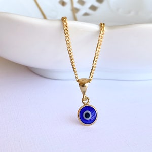 Blue Glass Evil Eye Necklace: 925 Sterling Silver Bohemian Protection