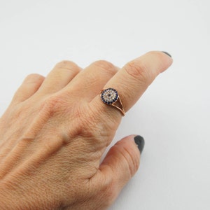 Evil Eye Ring  Evil Eye Protection 925 Sterling Silver Gold Plated SAPPHIRE and CZ stones