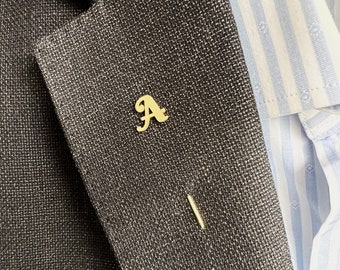 14k Gold Personalized Initial Lapel Pin , Personalized name pin suit, Wedding lapel pin, personalized, Custom Lapel Pin