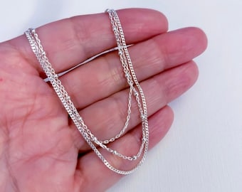 Dainty Triple Chain Necklace: Sterling Silver Layered Necklace