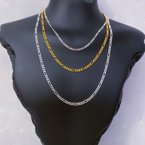 Figaro Solid Chain Necklace, 925 Sterling Silver, Unisex Chain Necklace