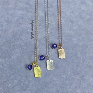 Tiny  Dainty Doa Pendant, Ayatul Kursi Necklace, Quran Necklace, Ayatul Kursi Pendant, Allah Necklace, Muslim Necklace, Evileye necklace