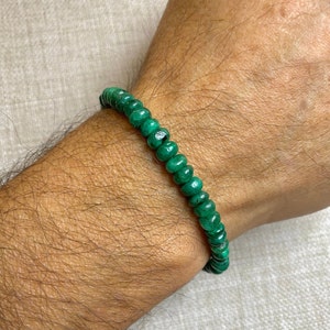 Raw Emerald Jewelry, Raw Emerald  Bracelet, Genuine Gemstone, Emerald Jewelry, Gemstone Stacking Bracelet,
