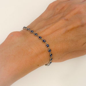 Sterling Silver Evil Eye Bracelet with Glass Beads
