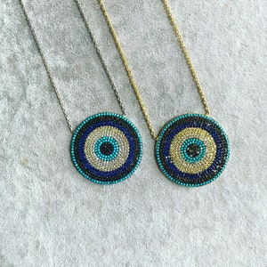 Blue Evil Eye Choker, Evileye Necklace, 925 Sterling Silver SAPPHIRE and CZ stones Necklace, Gift for Wife, Women Gif, Women Jewelry