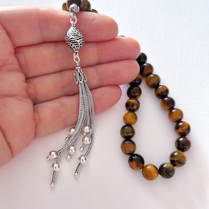 Tiger Eye İslamic Prayer 33 Beads,Misbaha, Tasbeeh, Tasbih,Rosary, Tasbih 33, Tasbih, Faith Religious Monogram Personalized Spiritual