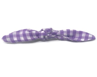 Purple Baby Bow, Purple Check Bow, Purple Baby Headband, Infant Baby Headband, Toddler Hair Clip, Knot Bow, Purple Wedding Bow