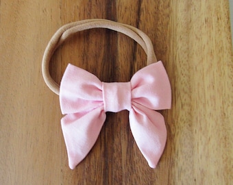 Sailor Hair Bow, Pink Sailor Bow, Pink Bow, Pink Hair Bow, Toddler Hair Clip, Pink Baby Bow, Alligator, Nylon Elastic, Wedding Bow