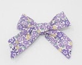 Hand Tied Baby Bow, Purple Floral Bow, Hand Tied Purple Bow, Purple Bow, Floral Bow, Nylon Elastic, Purple Hair Clip, Baby Bow