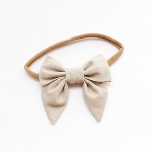 Sailor Bow, Beige Bow, Beige Baby Bow, Beige Baby Girl Bow, Tan Baby Bow, Tan Bow, Tan Baby Girl Bow, Neutral Baby Bow, Neutral Bow, image 1