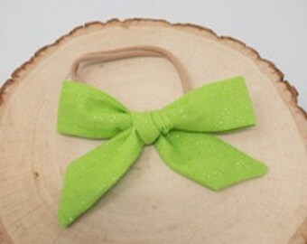 Hand Tied Baby Bow, Lime Green Headband, Green Headband, Baby Girl Headband, Cute Baby Headband, Hair bows, Green Bow, Green Baby Bow