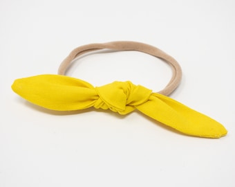 Knot Bow Baby Headband, Yellow Knot Bow, Yellow Hair Clip, Yellow Baby Bow, Hair Clip, Knot Headband, Baby Yellow Hair Bow, Knot Bow, Yellow